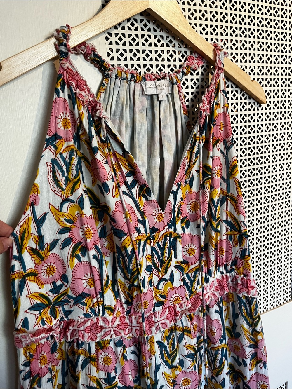 Caroline Constas Pink Floral Tiered Sleeveless Maxi Dress Sz small - Picture 4 of 11